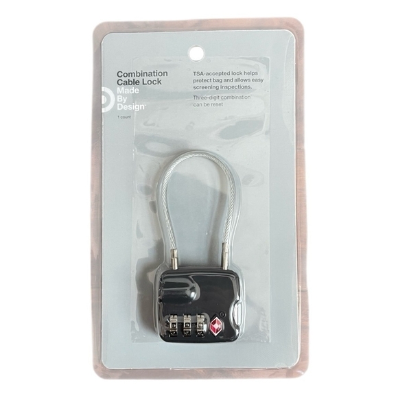 2x NIB Cable Lock DESIGN TSA-Approved Black Three-Digit Combination Luggage Lock - Picture 1 of 2